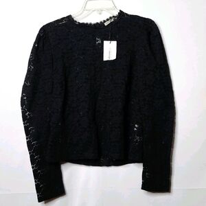 NWT Stradivarious long sleeve lace floral top sz L
